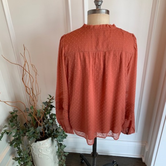Loft NWT Clip Spot Sheer Boho Top - Picture 6 of 11